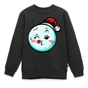 Schneeball mit Weihnachtsmütze #7/9 - Kinder Premium Organic Sweatshirt - Schwarz - Vorne - AI Model Kid Female (0cm)