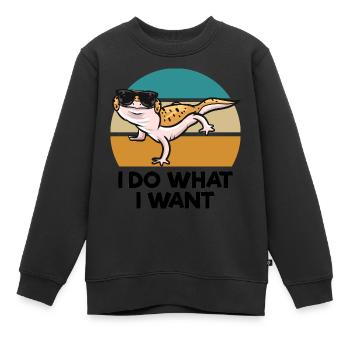Gecko als Haustier - Kinder Premium Organic Sweatshirt - Schwarz - Vorne - AI Model Kid Female (0cm)