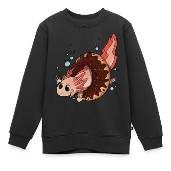 Axolotl Molch Donut - coole Geschenkidee Doughnut - Kinder Premium Organic Sweatshirt - Schwarz - Vorne - AI Model Kid Female (0cm)