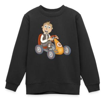 Le garçon heureux sur la voiture à pédales - Sweat Premium enfant bio - noir - Devant - AI Model Kid Female (0cm)