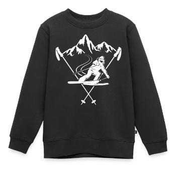 skifahrer ski-alpin pulverschnee race-carver - Kinder Premium Organic Sweatshirt - Schwarz - Vorne - AI Model Kid Female (0cm)