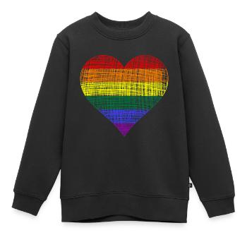 LGBTQ Herz Lgbtq CSD - Kinder Premium Organic Sweatshirt - Schwarz - Vorne - AI Model Kid Female (0cm)