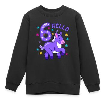 Hallo Sechs Esel, sechster Geburtstag, 6. Geburtstag - Kinder Premium Organic Sweatshirt - Schwarz - Vorne - AI Model Kid Female (0cm)