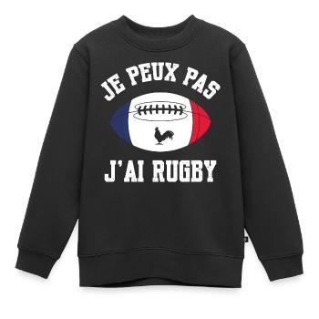 Je Peux Pas J'ai Rugby - Sweat Premium enfant bio - noir - Devant - AI Model Kid Female (0cm)
