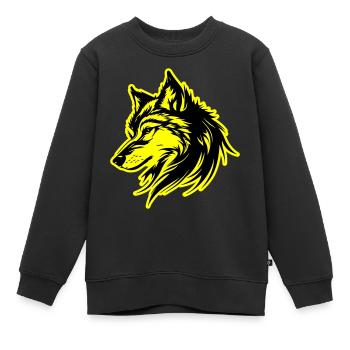 Wolf Silhouette - Kinder Premium Organic Sweatshirt - Schwarz - Vorne - AI Model Kid Female (0cm)