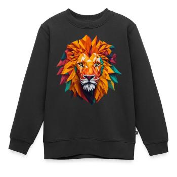Tête de lion - Sweat Premium enfant bio - noir - Devant - AI Model Kid Female (0cm)