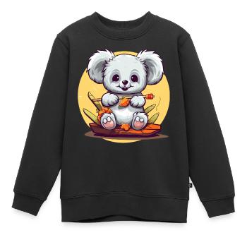 Clumsy koala with sushi - Kids Premium Organic Sweatshirt - black - Front - AI Model Kid Female (0cm)