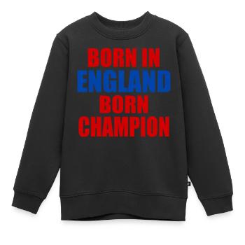 born in england born champion - angleterre - Sweat Premium enfant bio - noir - Devant - AI Model Kid Female (0cm)