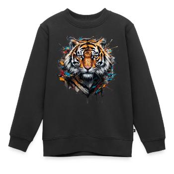 Tigre puissant. La force du style graffiti. - Sweat Premium enfant bio - noir - Devant - AI Model Kid Female (0cm)