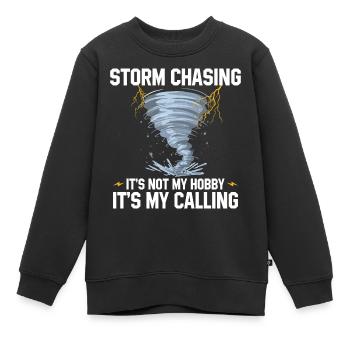 Sturmjäger Shirts | Unwetter Sturm Blitz Geschenke - Kinder Premium Organic Sweatshirt - Schwarz - Vorne - AI Model Kid Female (0cm)