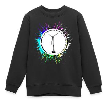 Windrad Silhouette Energie - Kinder Premium Organic Sweatshirt - Schwarz - Vorne - AI Model Kid Female (0cm)