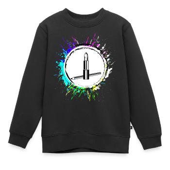 Make Up Cosmetics Icon - Kids Premium Organic Sweatshirt - black - Front - AI Model Kid Female (0cm)
