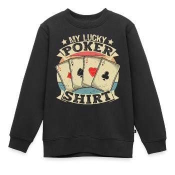 My Lucky Poker Shirt retro lucky Poker Design - Kids Premium Organic Sweatshirt - black - Front - AI Model Kid Female (0cm)