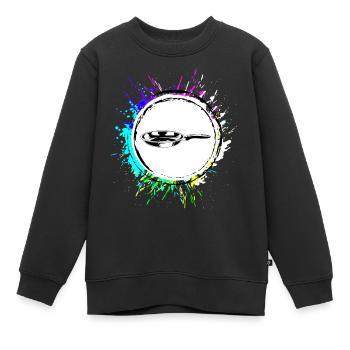 Pfanne Logo Bunt Kochen - Kinder Premium Organic Sweatshirt - Schwarz - Vorne - AI Model Kid Female (0cm)