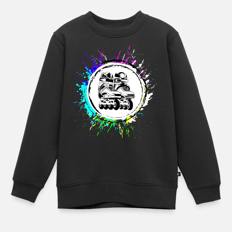 Inline skates icon Bunt - Kinder Premium Organic Sweatshirt - Schwarz