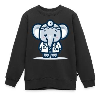 Cute Elephant Doctor - Kinder Premium Organic Sweatshirt - Schwarz - Vorne - AI Model Kid Female (0cm)