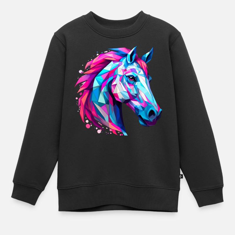 Tête de cheval - Sweat Premium enfant bio - noir