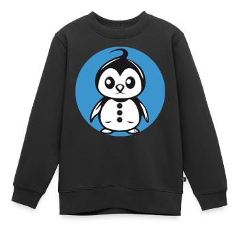 Pinguin Bo-Grafik - Kinder Premium Organic Sweatshirt - Schwarz - Vorne - AI Model Kid Female (0cm)
