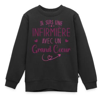 Ich bin eine Krankenschwester mit einem großen Herzen - Kinder Premium Organic Sweatshirt - Schwarz - Vorne - AI Model Kid Female (0cm)