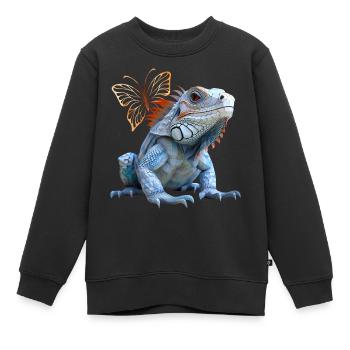 Leguan - Kinder Premium Organic Sweatshirt - Schwarz - Vorne - AI Model Kid Female (0cm)