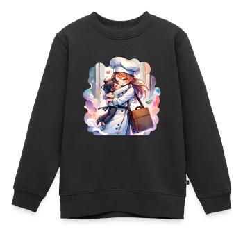 Eine Kochmutter umarmt ihr Kind - Kinder Premium Organic Sweatshirt - Schwarz - Vorne - AI Model Kid Female (0cm)