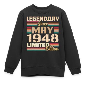Mai 1948 Mai - Jubiläum Mai 1948 - Kinder Premium Organic Sweatshirt - Schwarz - Vorne - AI Model Kid Female (0cm)