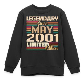 Mai 2001 Mai - Jubiläum Mai 2001 - Kinder Premium Organic Sweatshirt - Schwarz - Vorne - AI Model Kid Female (0cm)