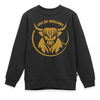 Mon bétail des Highlands que j’aime Highlands - Sweat Premium enfant bio - noir - Devant - AI Model Kid Female (0cm)