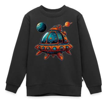 Fantasievolles Raumschiff fliegende Untertasse - Kinder Premium Organic Sweatshirt - Schwarz - Vorne - AI Model Kid Female (0cm)