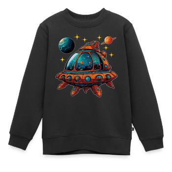 Fantasievolles Raumschiff fliegende Untertasse - Kinder Premium Organic Sweatshirt - Schwarz - Vorne - AI Model Kid Female (0cm)