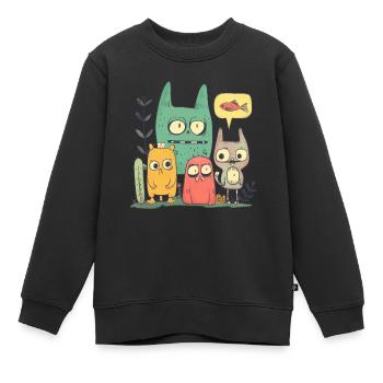 Les amis n’ont pas envie de pêcher - Sweat Premium enfant bio - noir - Devant - AI Model Kid Female (0cm)