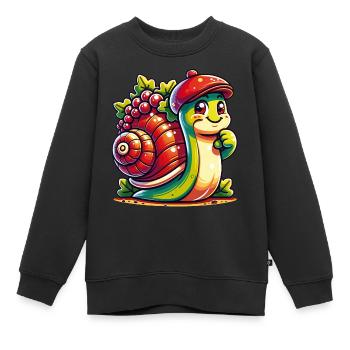 Kleine süße Schnecke mit Basecap und Trauben - Kinder Premium Organic Sweatshirt - Schwarz - Vorne - AI Model Kid Female (0cm)
