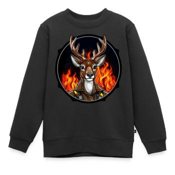 Feuerwehr Hirsche - Kinder Premium Organic Sweatshirt - Schwarz - Vorne - AI Model Kid Female (0cm)