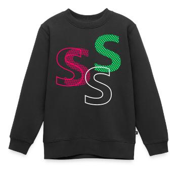 Lettre S - Sweat Premium enfant bio - noir - Devant - AI Model Kid Female (0cm)