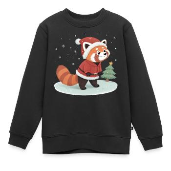 Panda roux - Noël - Sweat Premium enfant bio - noir - Devant - AI Model Kid Female (0cm)