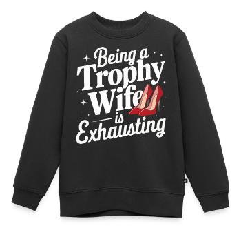 Frau Ehefrau Partnerin Familie Verheiratet - Kinder Premium Organic Sweatshirt - Schwarz - Vorne - AI Model Kid Female (0cm)