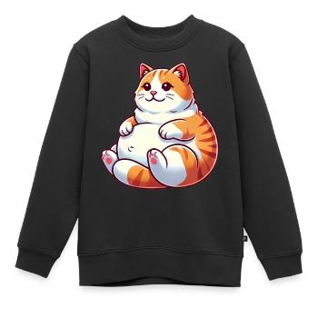 Mollige Tabby Katze entspannende Illustration - Kinder Premium Organic Sweatshirt - Schwarz - Vorne - AI Model Kid Female (0cm)