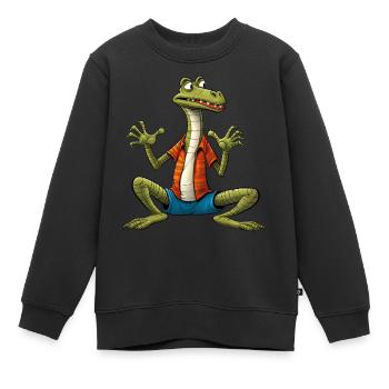 Lizard Yogi - Kids Premium Organic Sweatshirt - black - Front - AI Model Kid Female (0cm)