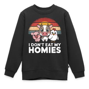 Végétarien Végétalien Végétarien Végétarien - Sweat Premium enfant bio - noir - Devant - AI Model Kid Female (0cm)