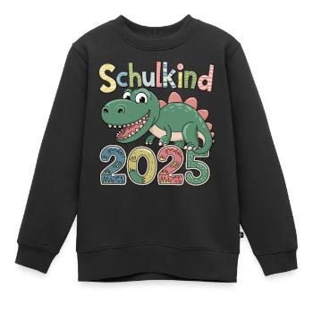School Child 2025 First Year Dinosaur Dino - Kids Premium Organic Sweatshirt - black - Front - AI Model Kid Female (0cm)