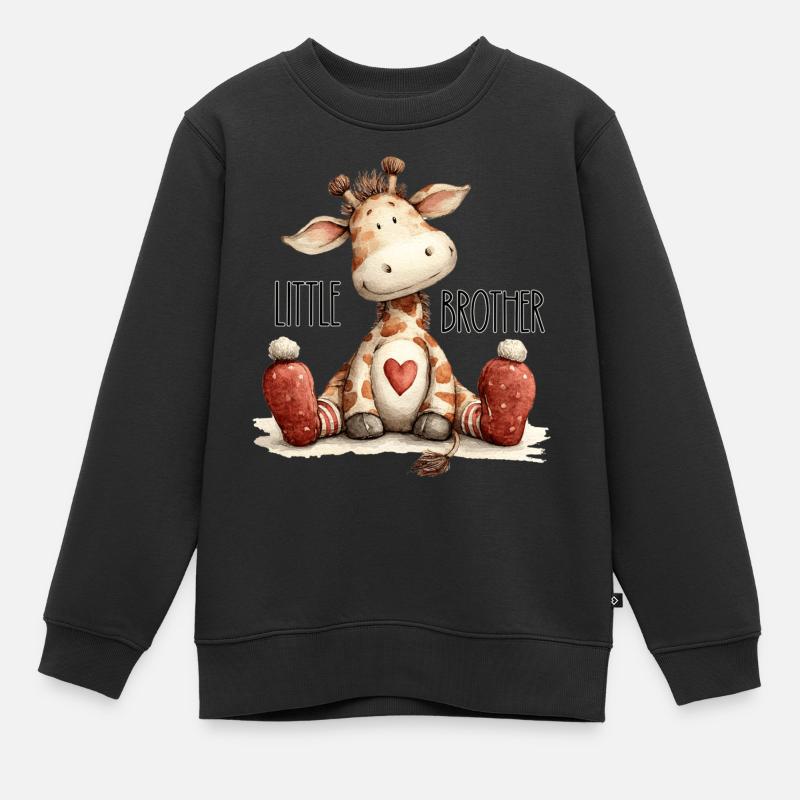 Kleiner Bruder Giraffe - Kinder Premium Organic Sweatshirt - Schwarz