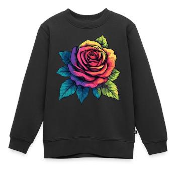 Rose Blume - Kinder Premium Organic Sweatshirt - Schwarz - Vorne - AI Model Kid Female (0cm)