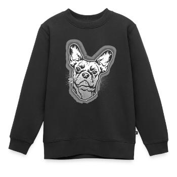 Bouledogue français - Sweat Premium enfant bio - noir - Devant - AI Model Kid Female (0cm)
