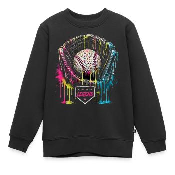 Baseball Handschuh Legend Bunt Grafik - Kinder Premium Organic Sweatshirt - Schwarz - Vorne - AI Model Kid Female (0cm)