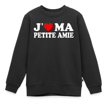 J'aime Ma Petite Amie Cadeau Amour Pour Amoureux - Sweat Premium enfant bio - noir - Devant - AI Model Kid Female (0cm)