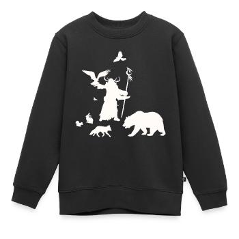 Jeu de rôle fantastique - Druid Silhouettes Design - Sweat Premium enfant bio - noir - Devant - AI Model Kid Female (0cm)