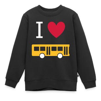 ★ Designfarben änderbar ★ Ich liebe Busse - Kinder Premium Organic Sweatshirt - Schwarz - Vorne - AI Model Kid Female (0cm)