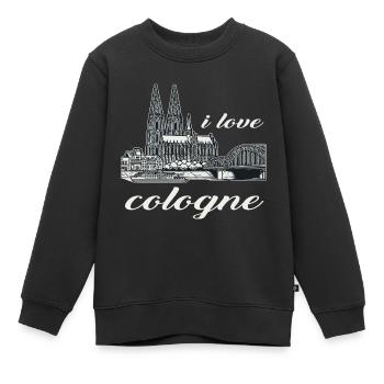 J’adore Cologne Design avec la cathédrale de Cologne et le Rhin - Sweat Premium enfant bio - noir - Devant - AI Model Kid Female (0cm)