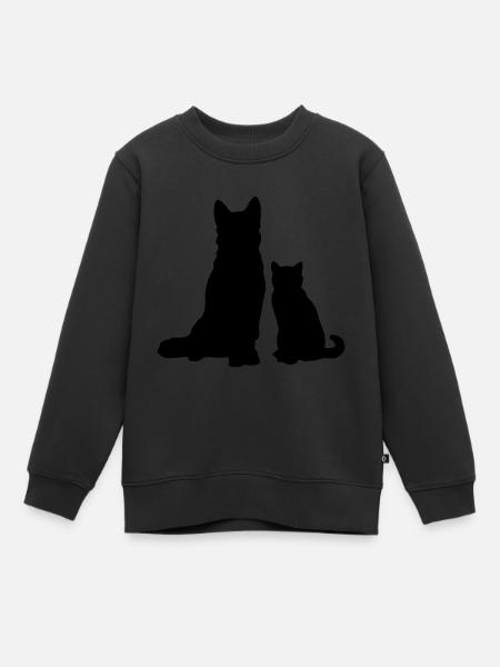 Chien avec chat / chien avec chat / chien avec chat - Sweat Premium enfant bio - noir