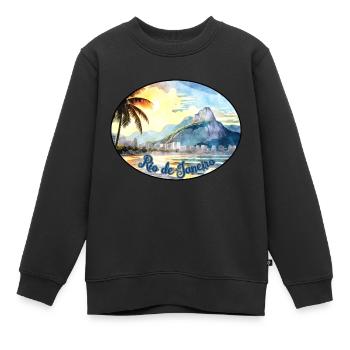 Logo de Rio de Janeiro (aquarelle) - Sweat Premium enfant bio - noir - Devant - AI Model Kid Female (0cm)